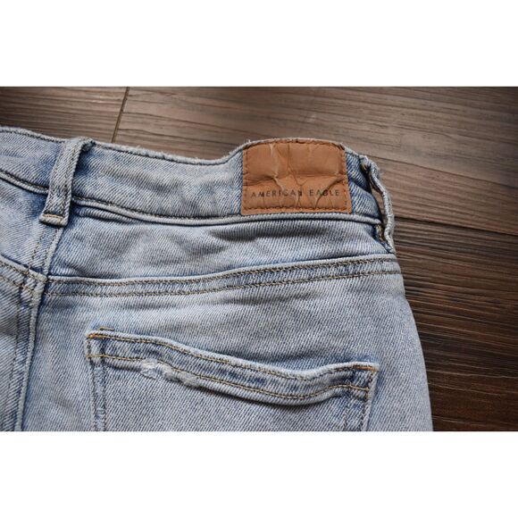 American Eagle Mom Jeans Distressed Light Blue High Rise Womens 0 - Picture 9 of 9